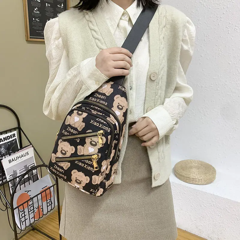 Модная женская нагрудная сумка с принтом новинка 2022 Повседневная диагональная