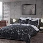 Комплект постельного белья черно-белого цвета с мраморным рисунком, пододеяльник с принтом, двуспальный, наволочка