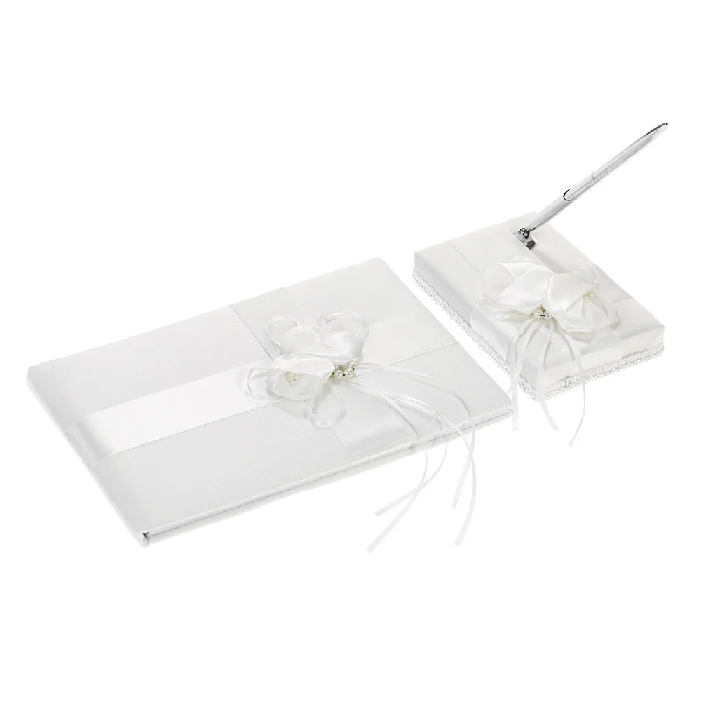 Белая атласная лента для свадьбы Guset Signature книжная ручка Подставка Набор атласный