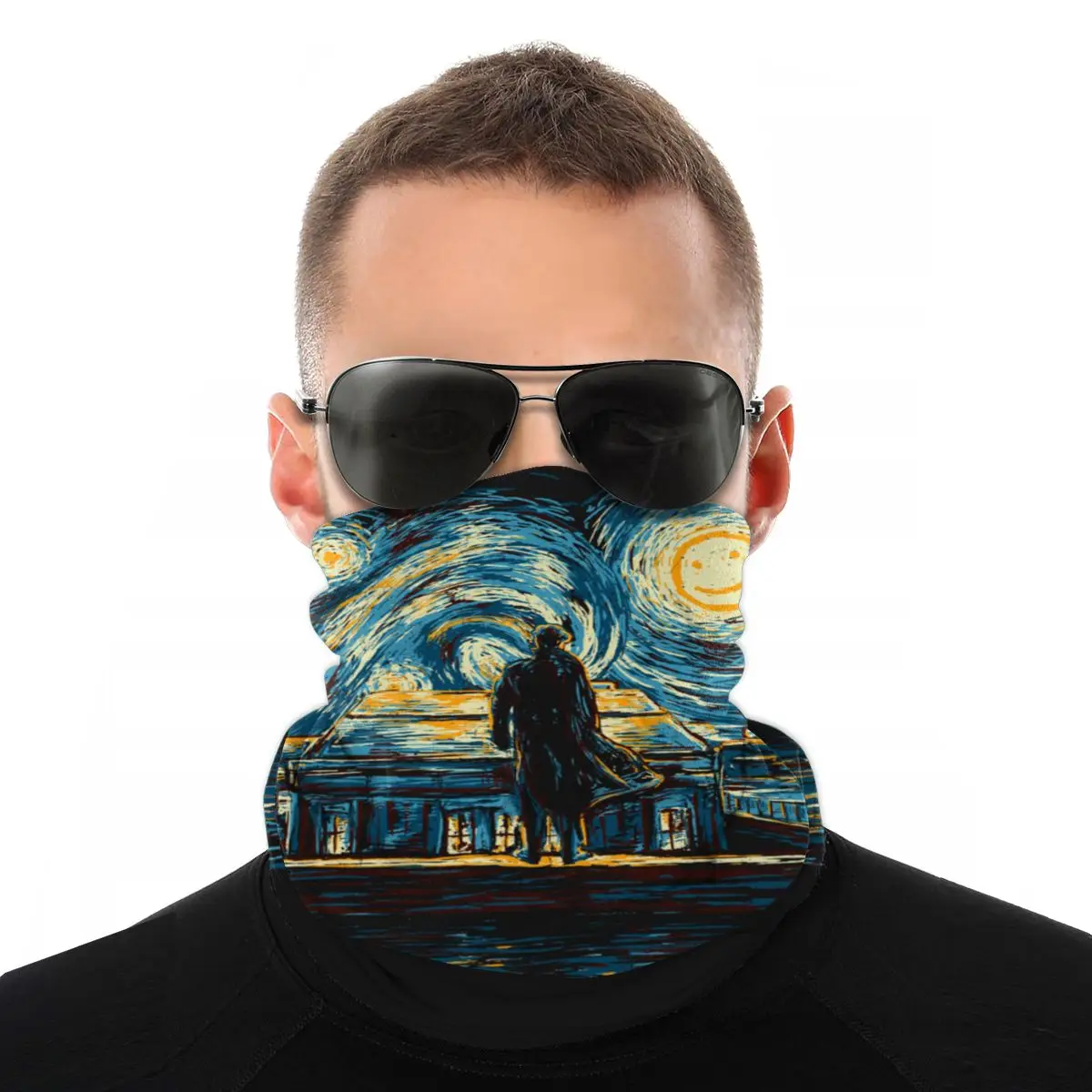 

Шарфы с принтом Ван Гога «Звездная осень», модные банданы унисекс, маска на половину лица, шейный платок, Универсальная повязка на голову дл...