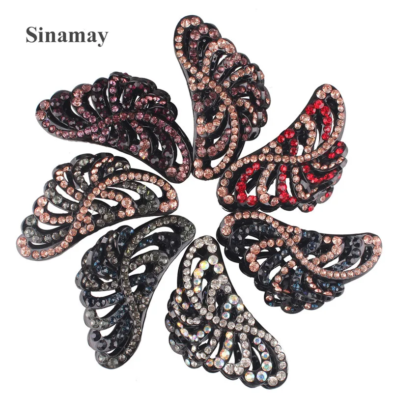 

Women Vintage Colorful Shny Big Hair Claw Rhinestone Hairpin Crystal Hair Clip Barrette Ladies Female Hair Accessories