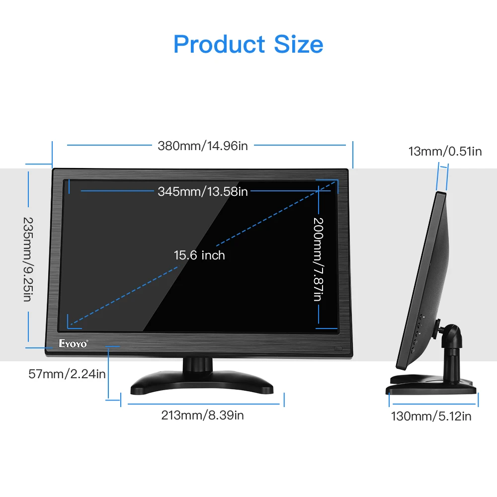 Eyoyo EM15Y 15 6 &quotFHD 1080P IPS монитор BNC HDMI TV компьютер дисплей ПК ЖК-экран с VGA AV для CC
