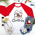 2020 Веселый Рождество смешной Санта-Клаус Печать Женская футболка мода оверсайз реглан длинный рукав Топ Женская рождественская одежда
