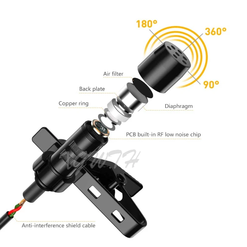Конденсаторный петличный микрофон всенаправленный с клипсой длиной 3 м для iPad