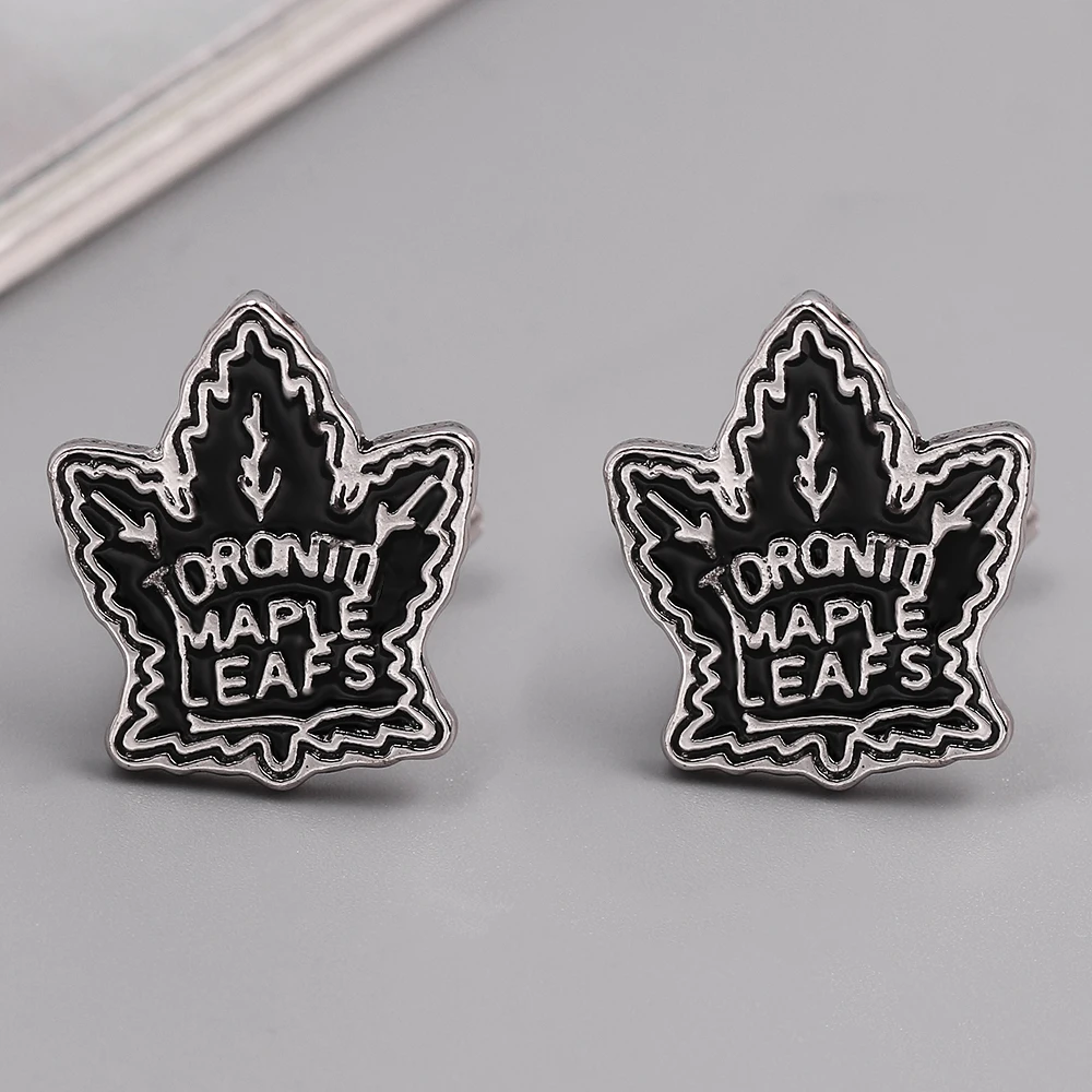 Оптовая продажа кленовый лист запонки металлические хоккейные деревья флаг
