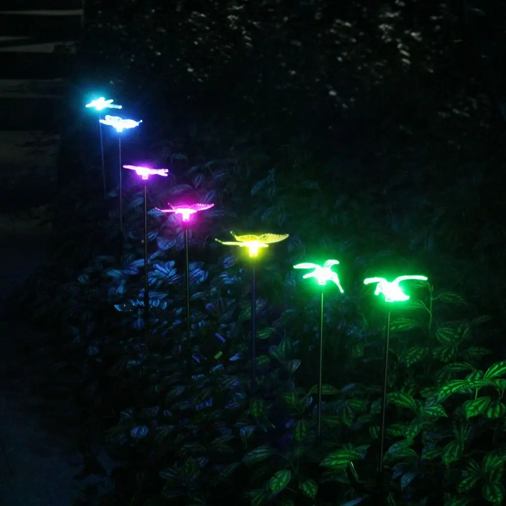 Светодиодный светильник на солнечных батареях для сада RGB птица Бабочка стрекоза