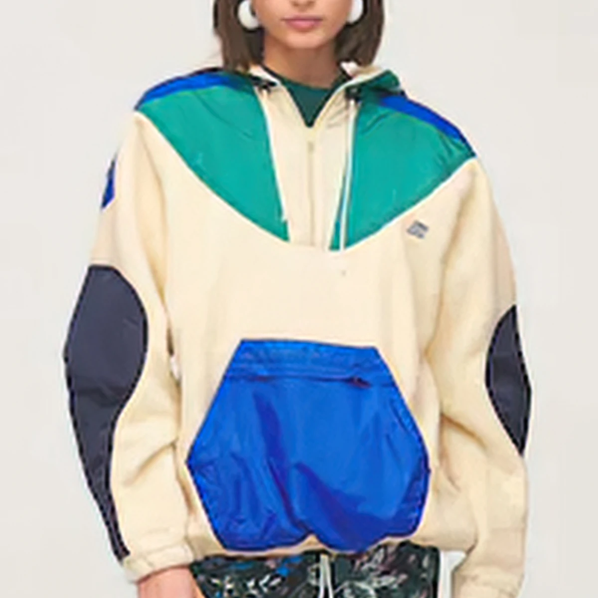 

Rowling Chic Letter Print Patchwork Hooded Sweatshirt Women Long Sleeve Lace Up Pullovers Casual Retro Office Lady Tops Female