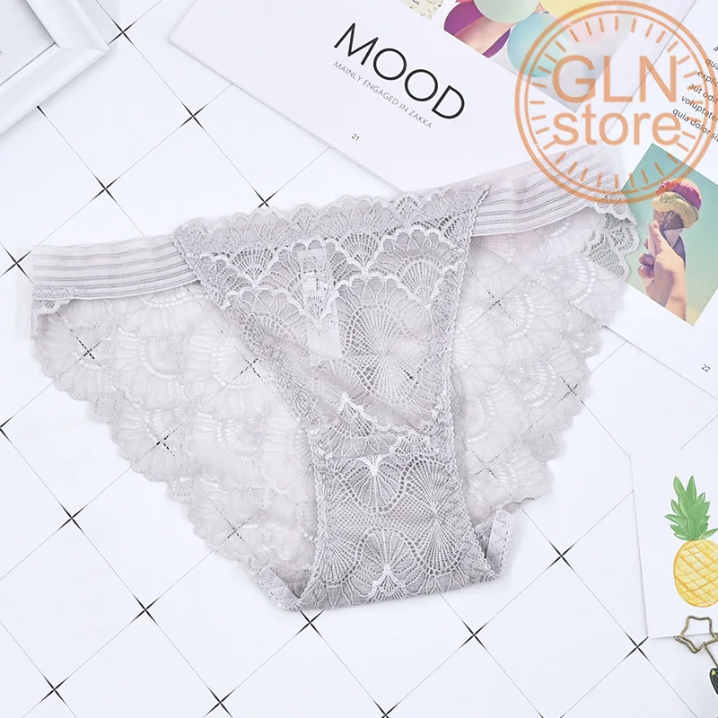 

Women 's Underwear Lace High-elastic Panties Sexy Cotton Mid-waist Mesh European and American for Women Nylon Lingerie 217