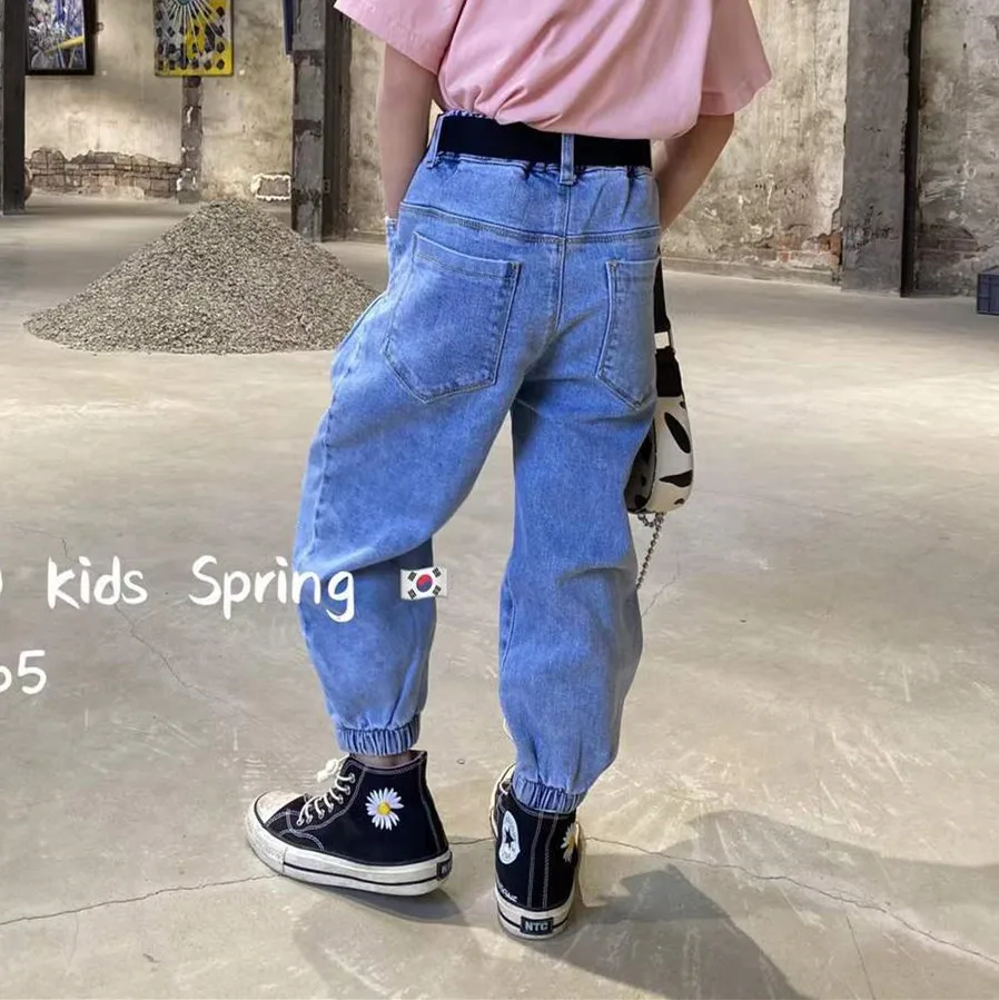 

Children's clothing pants 2021 spring new children's pants girl's thin denim overalls trousers trousers carrot pants tide