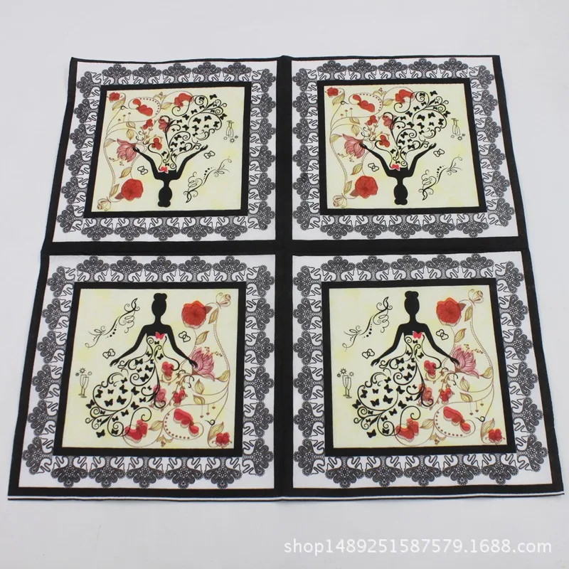

100sheet Decoupage Table Paper Napkins Elegant Tissue Bride and Groom Disposable Napkins Wedding Party Supplies 33*33cm