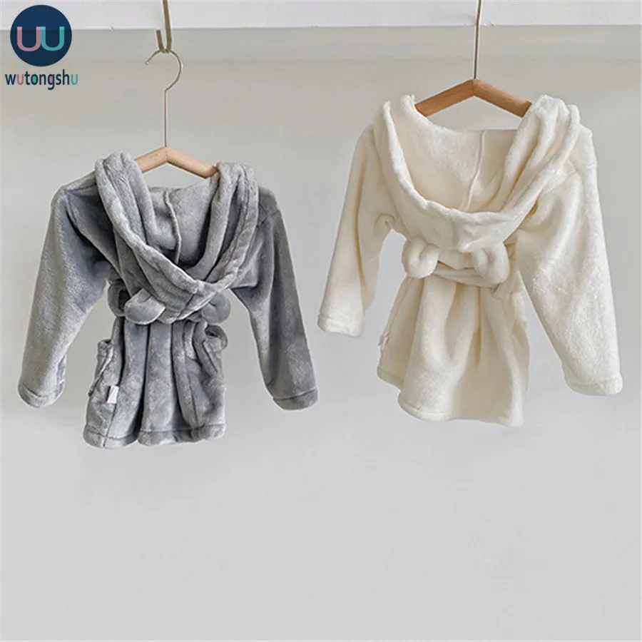 

Банный халат для малышей, на осень и зиму, детское банное полотенце из кораллового флиса, одеяло с капюшоном для младенцев, детское банное по...