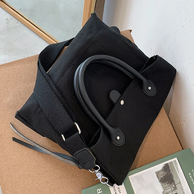 

Women Canvas Shoulder Bag Ladies Casual Tote Soft Crossbody Bags Books Bag Cloth Female Handbag Shopping Bags