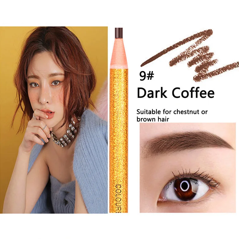 Dark Coffee 1 шт. макияж Золотой карандаш для бровей для теней для век, стойкая татуировка бровей, водостойкий макияж бровей, набор косметических инструментов - Цвет: Dark Coffee