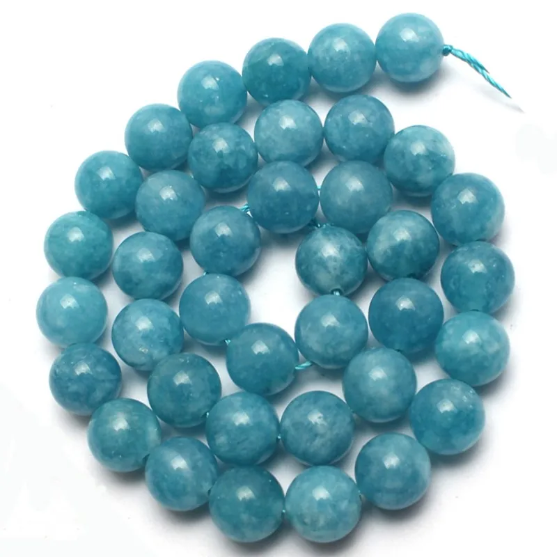 4/6/8/10/12 мм натуральный камень синий халцедон бусины из нефрита Круглые для