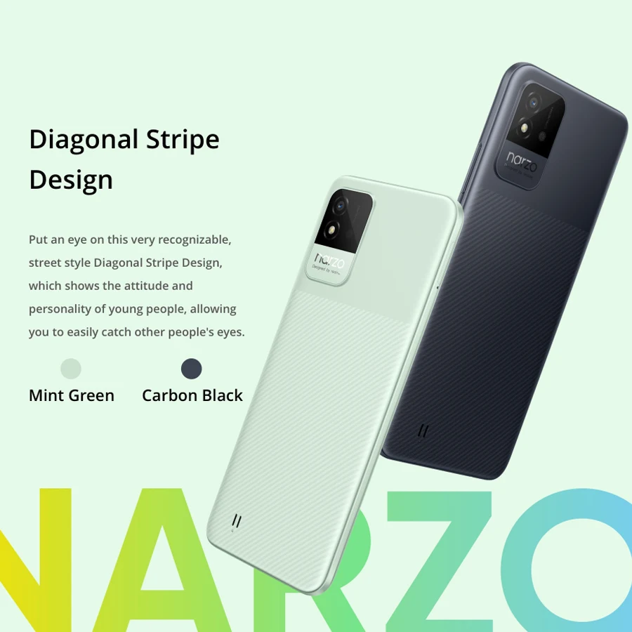 Realme Narzo 50i Global Version NFC-смартфоны 6 5 дюйма HD + 5000 мАч восьмиядерный процессор 8MP AI