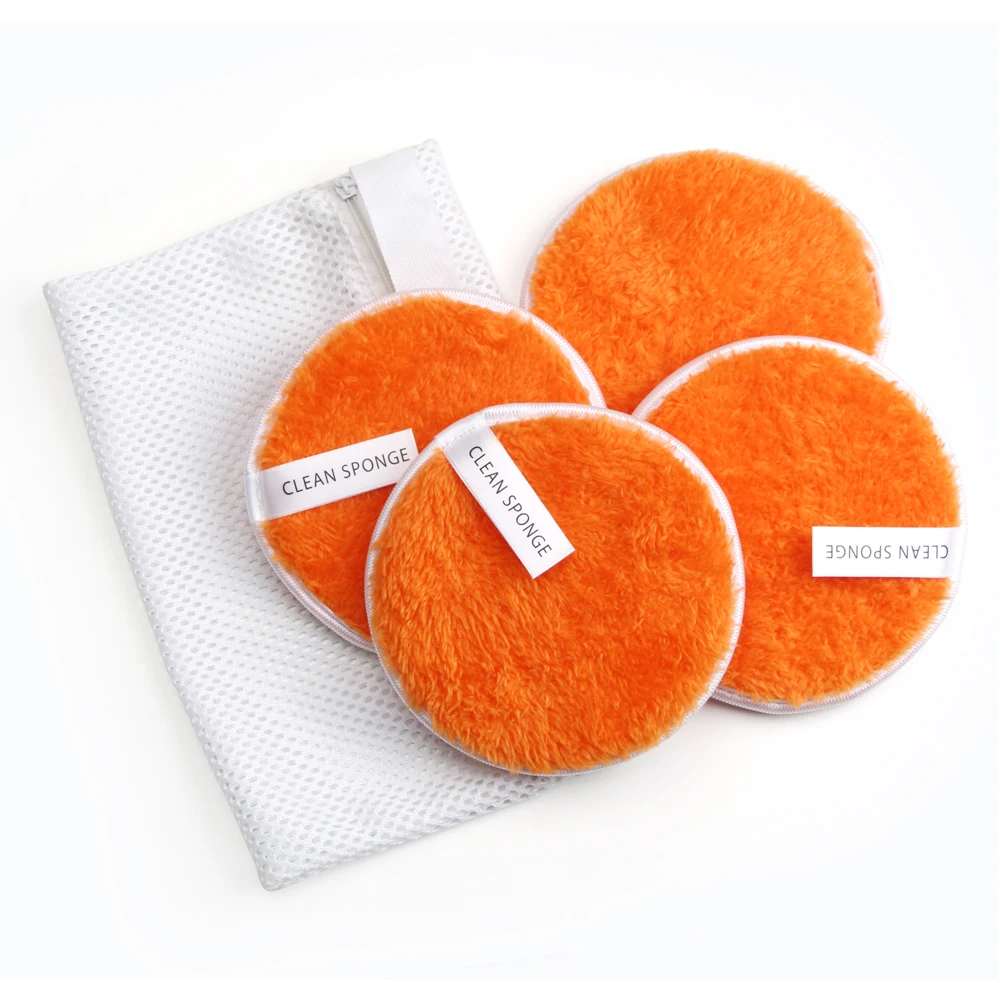 4Pcs Microfiber Makeup Remover Towel With Bag Face Plush Puff Reusable Cleansing Cloth Pads Natural Soft Cleaner Makeup Tools