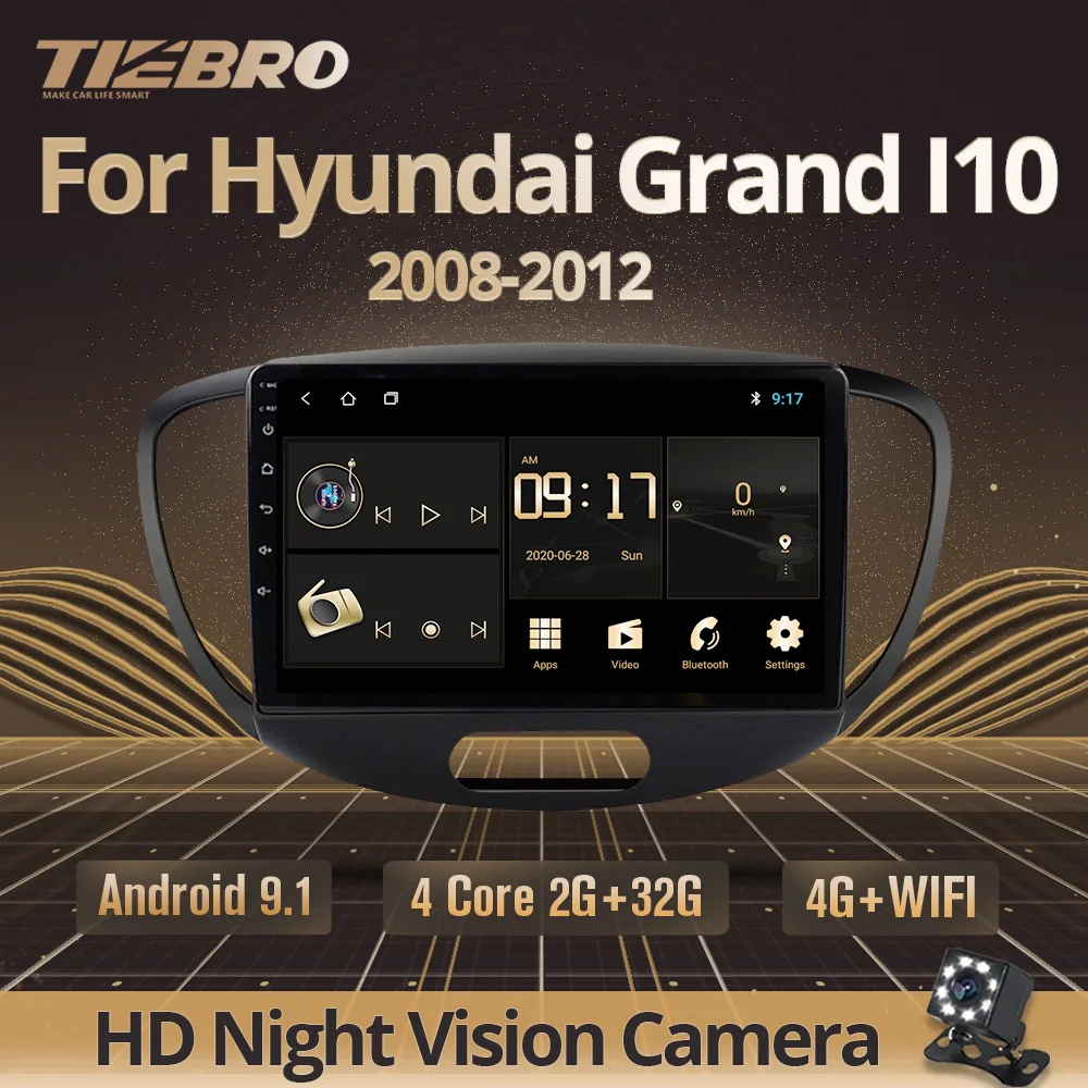 TIEBRO IPS 2 Din Android 9 0 автомобильный Радио мультимедийный плеер для Hyundai Grand I10 2008 2013