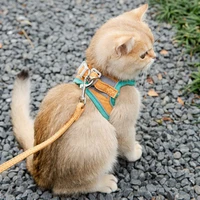 cat harness leash set for chihuahua accessories dog cat vest pug leashes walking tools walk out lead product