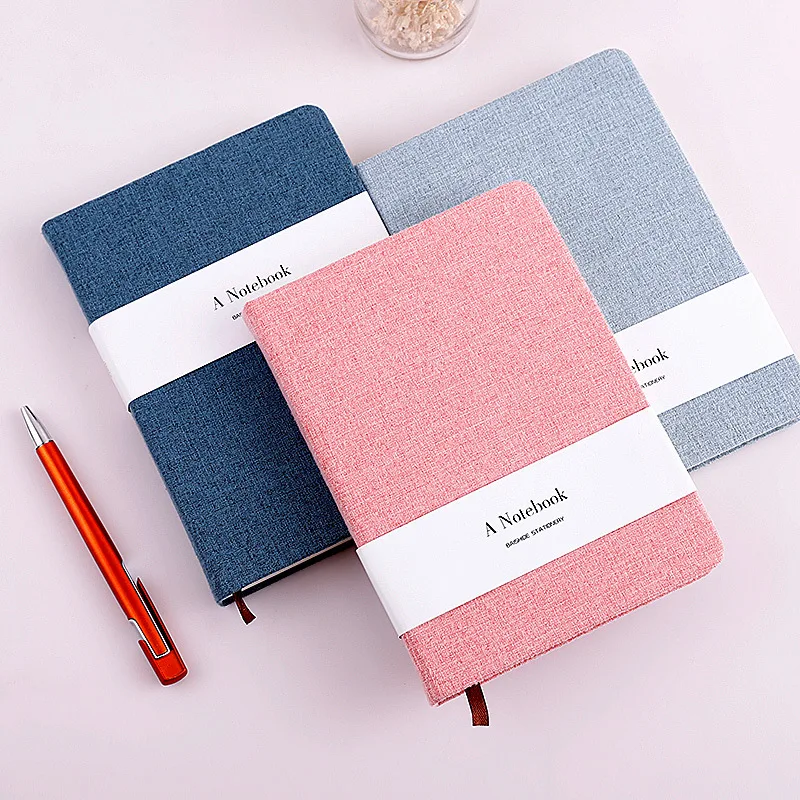 

Notebook Linen hard cover Blank/grid page 132 pages Diary sketchbook School supplies