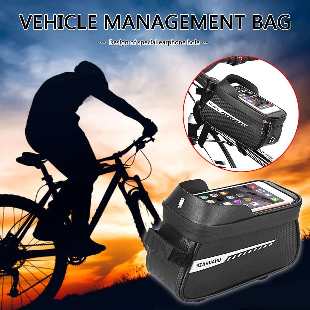 bicycle bag frame front top tube cycling bag reflective 6 5in phone case touchscreen phone pannier mtb mountain bike accessories free global shipping