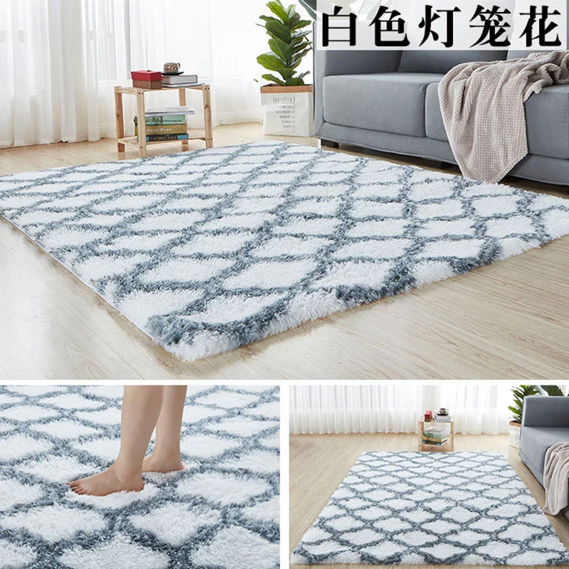 Fluffy Tie Dye Carpets For Bedroom Decor Modern Home Floor Mat Large Washable Nordica In The Living Room Soft White Shaggy Rug | Дом и сад