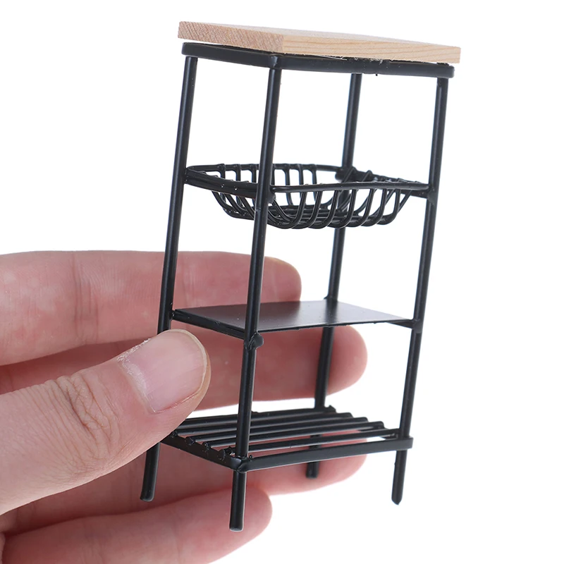 1 Pc 1:12 Doll House Accessories Mini Black Kitchen Side Cabinet Miniature Display Shelf Dining Kids | Игрушки и хобби