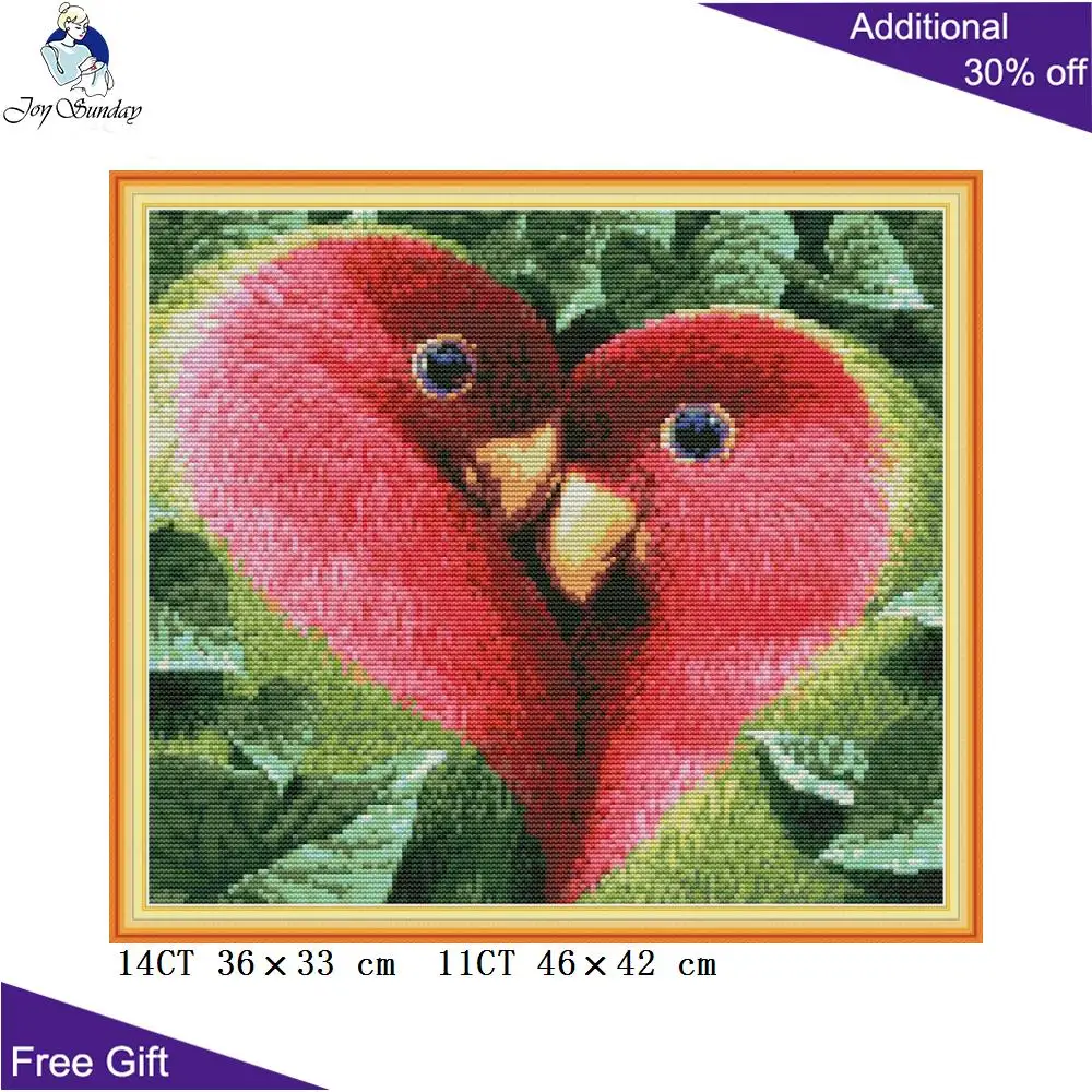 

Joy Sunday Love Bird Embroidery Home Decor DA348 14CT 11CT Counted and Stamped Birds Couple Needlework DIY Cross Stitch Kits