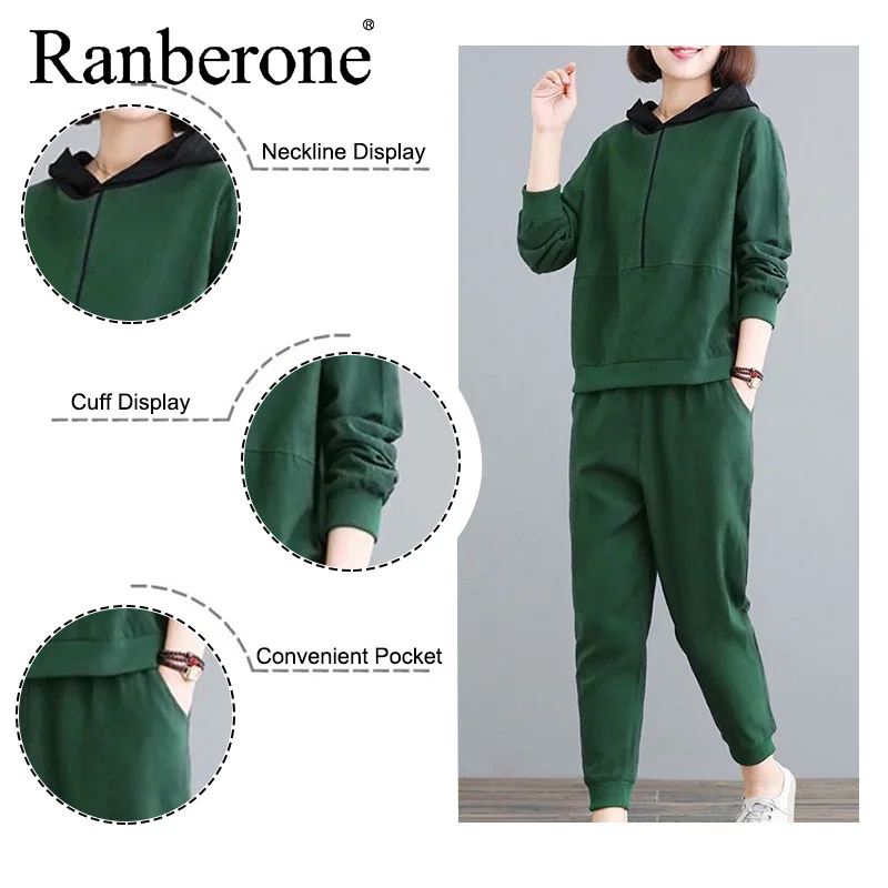 Autumn Winter Tracksuit Two Piece Set Women's Hooded Sweatshirt And Pants 2PCS Outfits Female Casual Woman Jogger Sport Suit