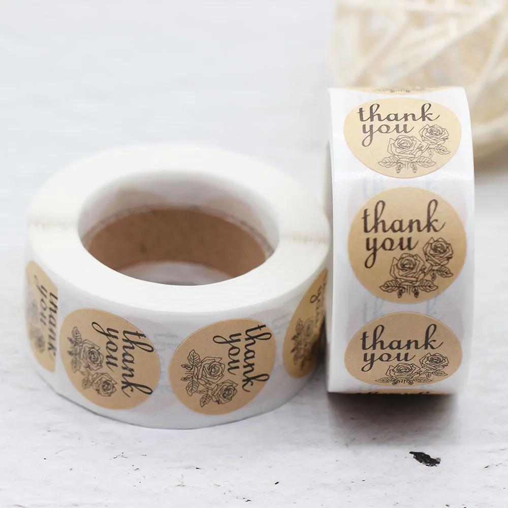 

500 шт. 1 дюйм круговой цветочный узор Спасибо наклейки печать этикетки для украшения для выпечки, торта праздничные бирка для подарков