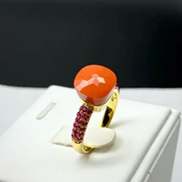 silver ring natural crystal candy sweety rings mosaic red zircon for women 2021 gold ring size 6789