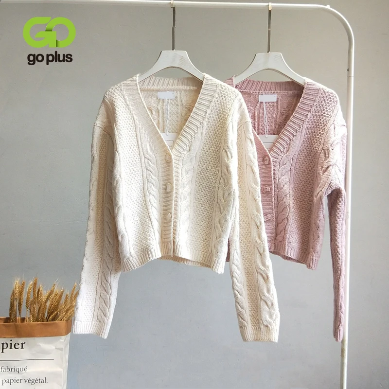 GOPLUS Women's Knitted Sweater V Neck Coat Autumn Winter Cardigan One Size Women Sweaters Short for Female C9513 |