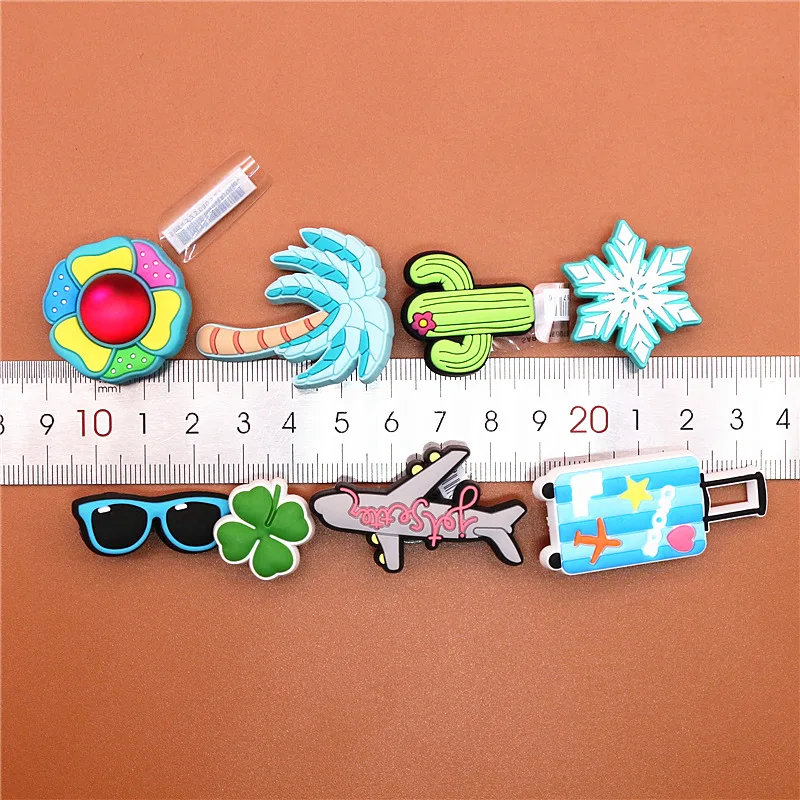 Original PVC Shoe Buckle Accessories Vacation Coconut Tree/Cactu Shoes Decoration Jibz for Croc Charms Bracelets Kids Gifts U161
