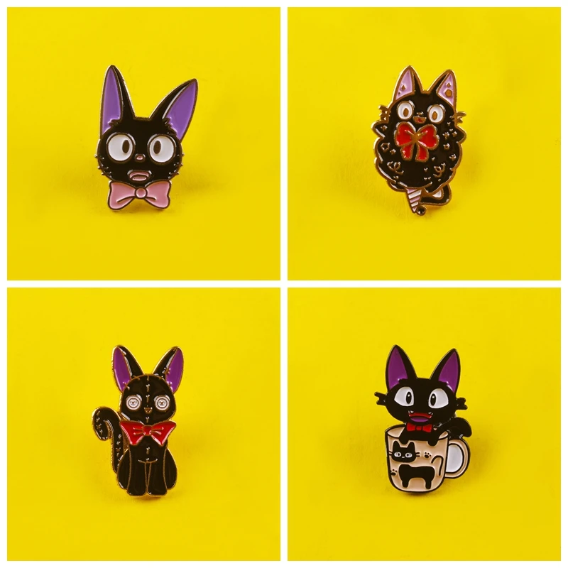 Brooch Black Cat Cartoon Metal Badges On Clothes Anime Icons For Jeans Paired Jewelry Lapel Pin Badge Bags Pin On Anime Backpack