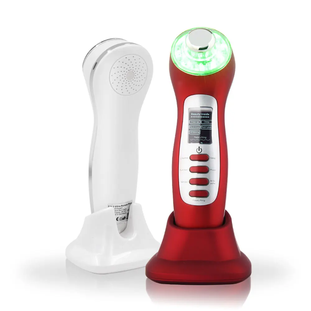 Goede Multifunctionele 7 In 1 Ultrasone Led Schoonheid Huid Apparaat Lichttherapie Facial Massager Voor Gezicht Schoonheid Hskin Zorg
