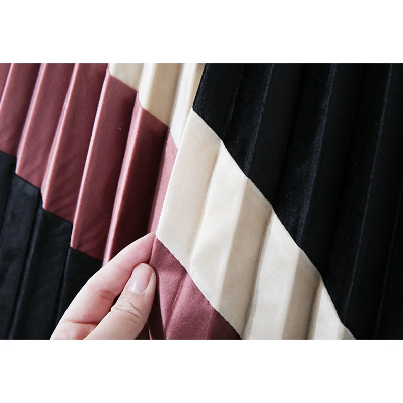 Женская плиссированная юбка TIGENA длинная из бархата трапециевидная с высокой