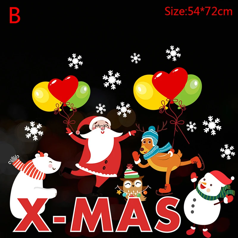 

Christmas Stickers Window Glass Stickers Paster round Tube Packaging Glue-Free Electrostatic Christmas Decorations