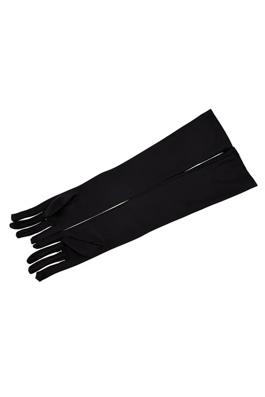 

Lady Satin Gloves Formal Party Festival Long Black