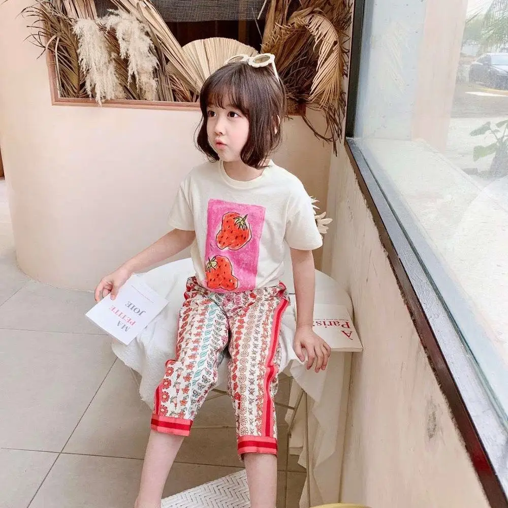 Детские летние повседневные топы Милая футболка с короткими рукавами и принтом