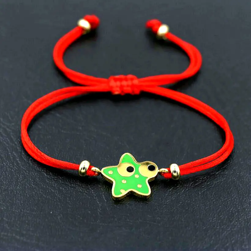 Нержавеющая сталь браслеты со звездами красного и черного цвета веревочная нить