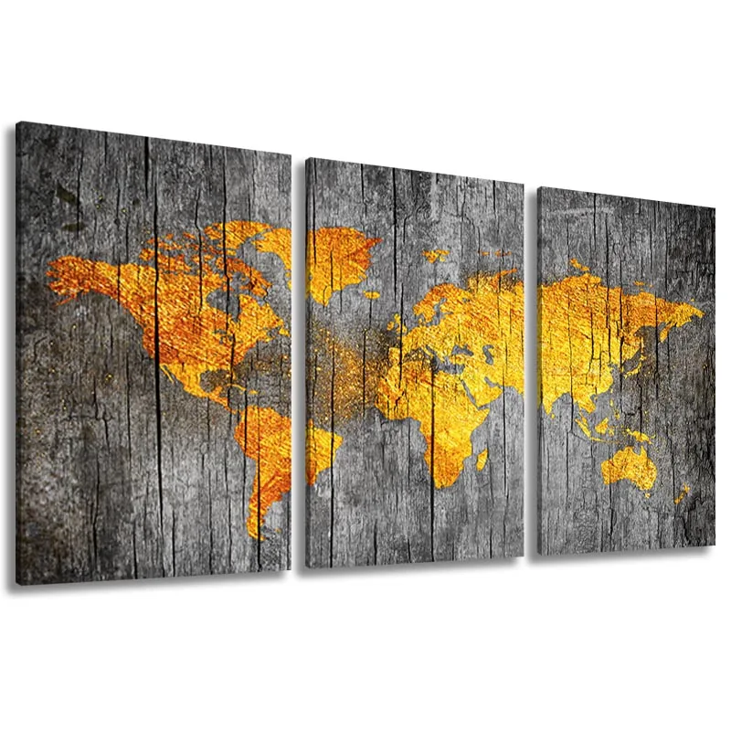 

World Atlas Modern Abstract Maps Flags SINGLE CANVAS WALL ART Picture Print Study Room Decoration