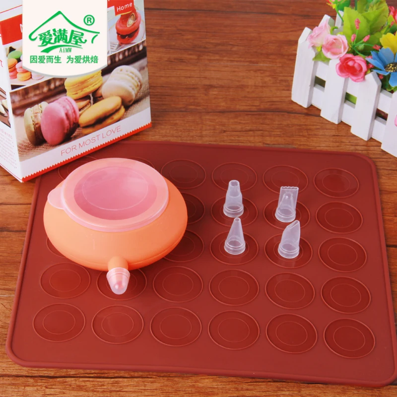 Macron выпечки Силиконовые Макарон Торт Плесень Набор 30 отверстий мат + десерт