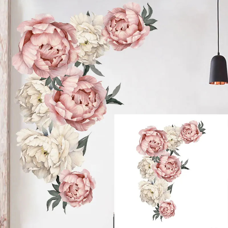 40*60 см ПВХ большие розовые фотонаклейки Романтические цветы домашний декор для