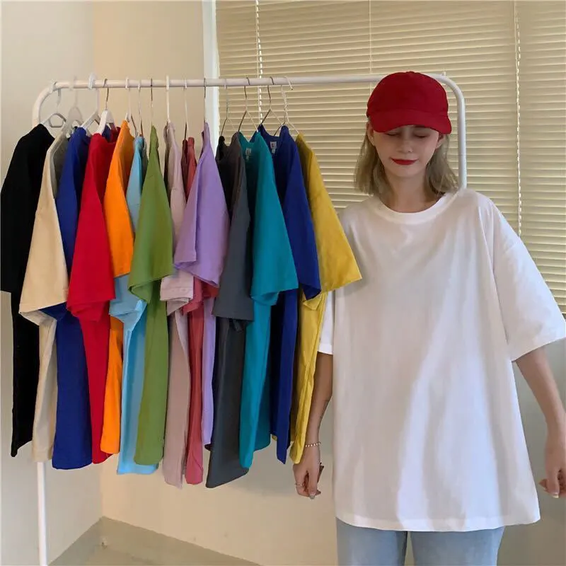 

Cyber Y2k 100% Cotton White T Shirt Women Black Casual O-neck Basic T-shirt for E-girl High Quality Classical Tops T-shirts INS