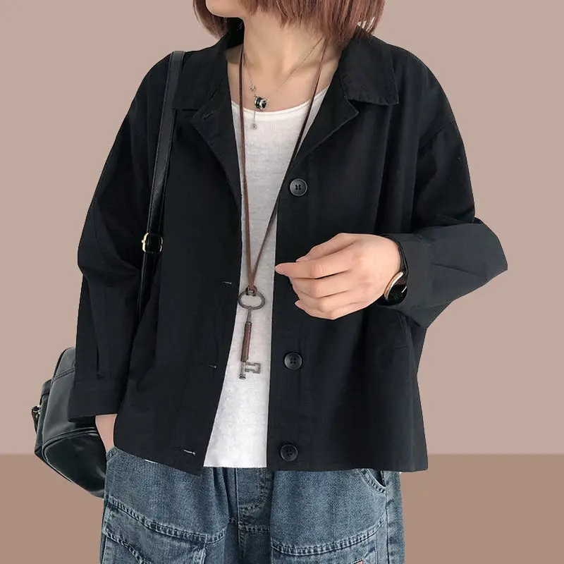 

2021 New Spring Autumn Women Jackets Loose Casual Long-Sleeved Jacket Short Cardigan Female Coats Large Size 4XL Casaco Feminino