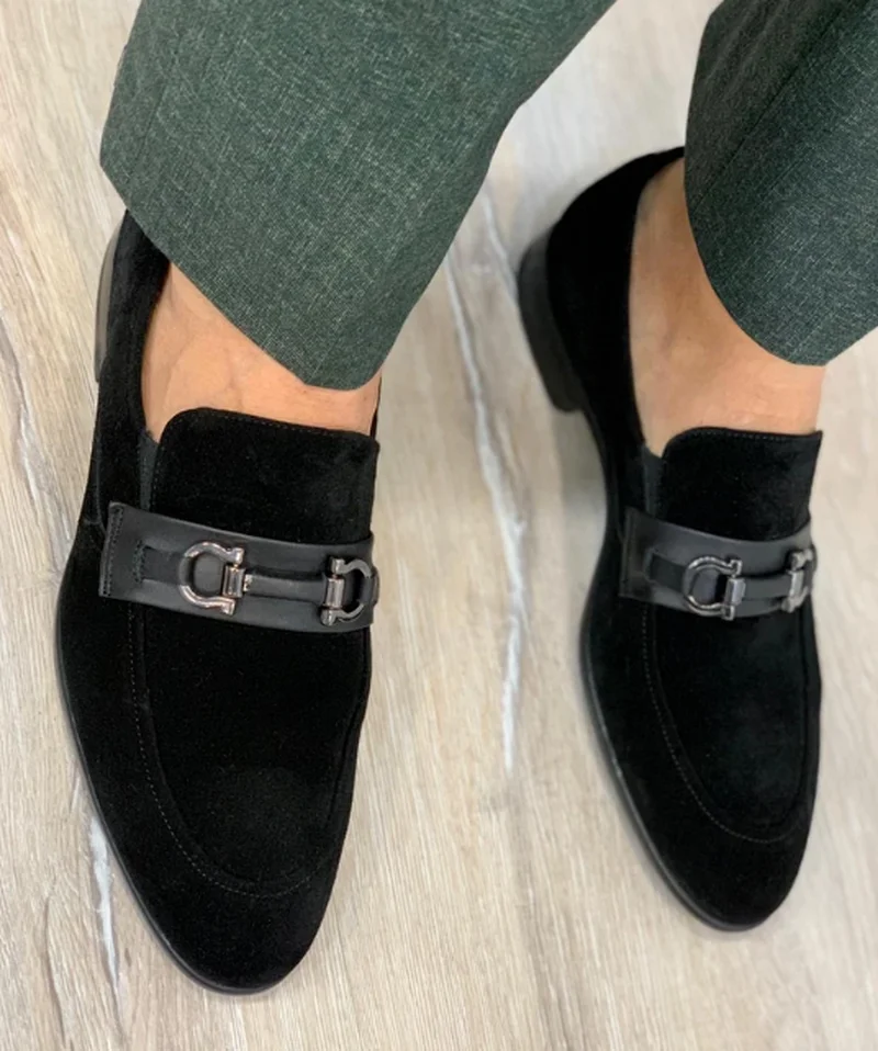 

Men Dress Shoes Casual Business Fashion Suede Leather Low Heel British Style Classic Slip-on Loafers Zapatos De Hombre KN061