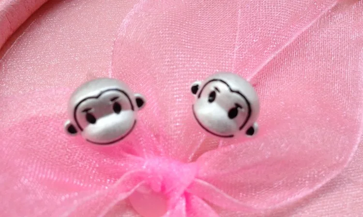 Милые серьги-гвоздики с обезьянкой для женщин ювелирные изделия женские