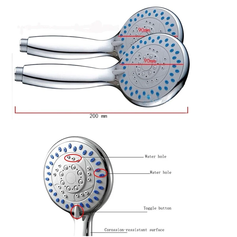 Ванна Душ Регулируемая струйная душевая головка ручной для экономии воды Ванная