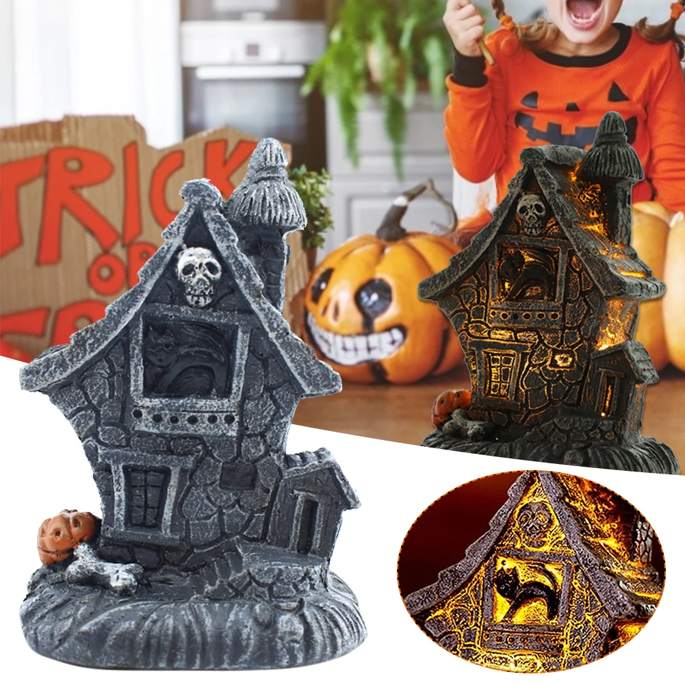

2021 New Halloween Skull Haunted House with Light Pumpkin Ornament Table Lamp Party Decor & Festival Decoration Dropshipping