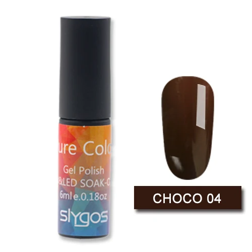 Choco 04 SLYGOS 6 мл шоколадный коричневый кофе карамель замочить от УФ/светодиодный гель лак для ногтей 6 Чистый Цвет гель лак для маникюра - Цвет: Choco 04