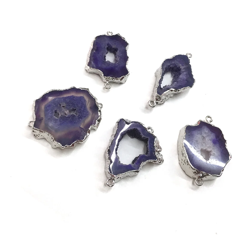 

2020 Natural Stone Pendant Irregular Amethystd Connector for Jewelry Making Necklace Accessories Gifts for Women 20x50-30x40mm
